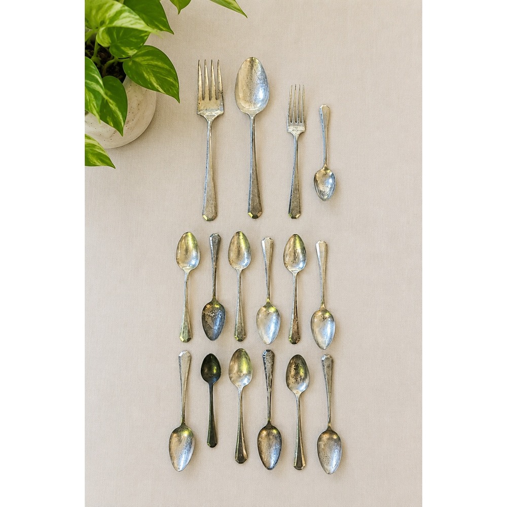 Vintage Lincoln 1917 Silverplate Flatware Set 16 Pieces Antique Silverware Spoon